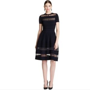 Oscar de la Renta Knit Dress With Lace Insets